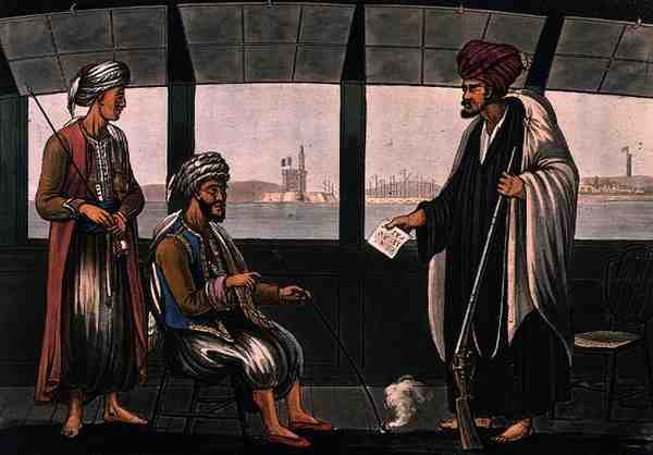 Arabs on Board of the Swiftsure, metszett Joseph Constantine Stadler (fl.1780-1812), kiadó: I. White, London alkotó: Cooper (after) Willyams