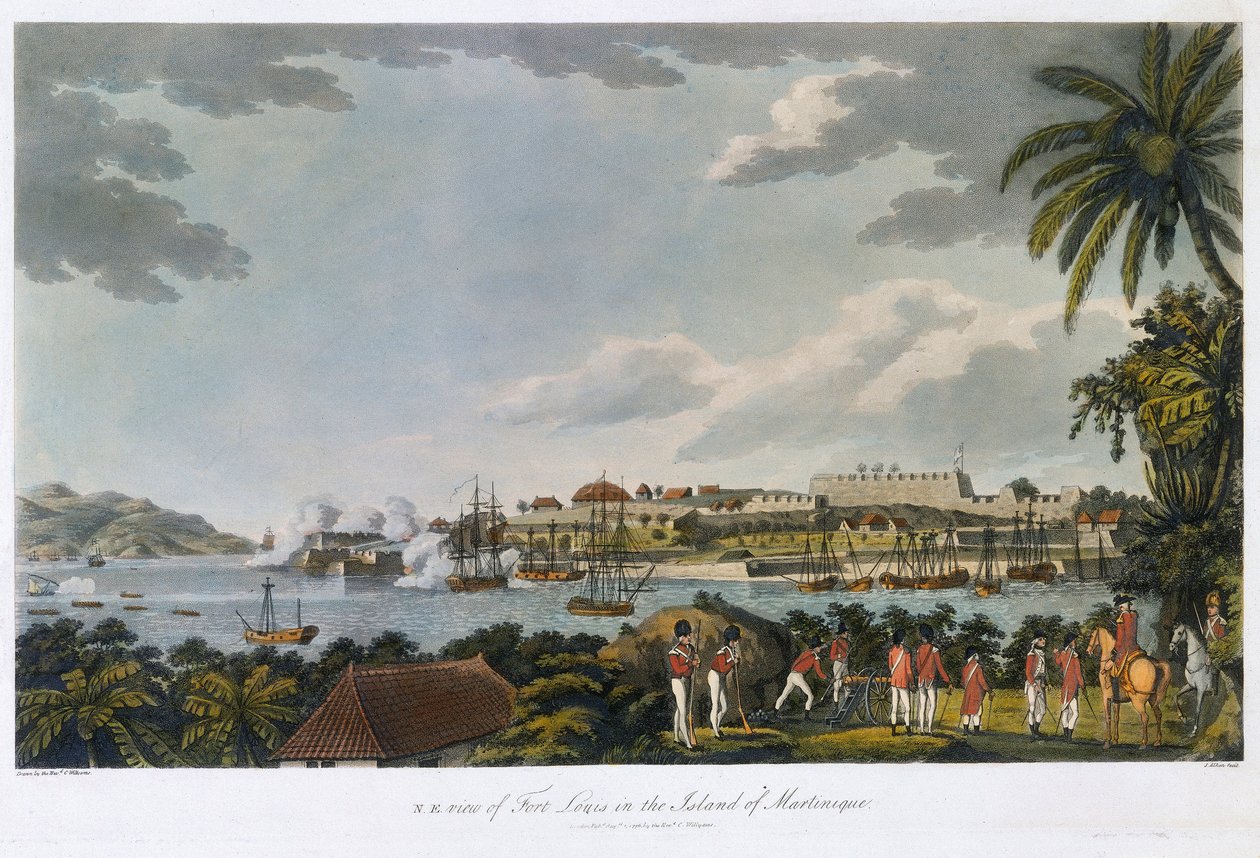 Fort Louis (Fort Saint Louis) északkeleti látképe, Martinique, február 5 - március 22. alkotó: Cooper (after) Willyams