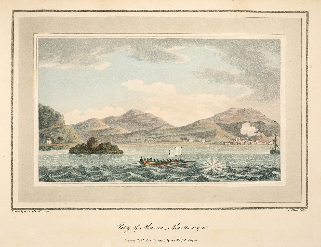 A Maran-öböl, Martinique, illusztráció Cooper Willyams tiszteletes "An Account of the Campaign in the West Indies" című könyvéből, S. Alken litográfiája, pub. London 1796 alkotó: Cooper Willyams