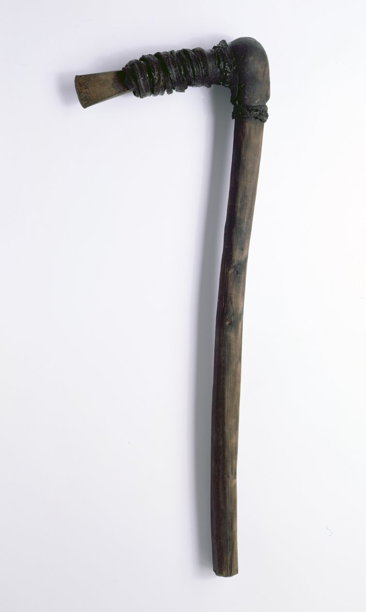 Az Oetzi Jégembernél talált fejsze (tiszafa bőrkötéssel) (a részleteket lásd 222117) alkotó: Copper Age
