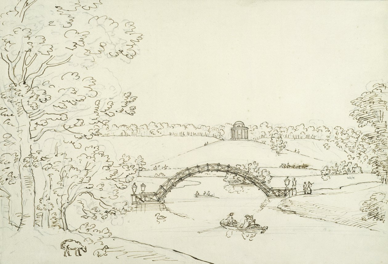Stourhead, 1780-as évek (toll és tinta papíron) alkotó: Copplestone Warre Bamfylde