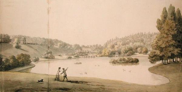 Stourhead, 1780 körül (akvarell és ceruza, papír) alkotó: Copplestone Warre Bamfylde