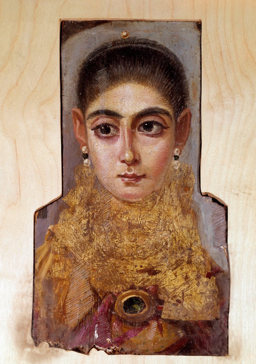Kopt művészet: Fayoum (Fayum) nevű fiatal nő (i.sz. 160 körül) Viasz festmény fára. Párizs, Louvre Múzeum alkotó: Coptic