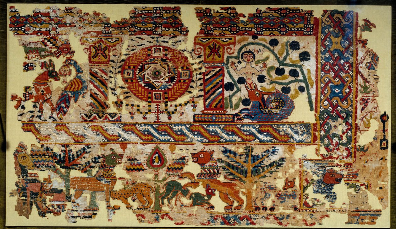 Kopt művészet: elfüggönyözi a kereszt diadalát. Mérete: 1,20 x 2,10 m. Párizs, Musee du Louvre alkotó: Coptic Coptic