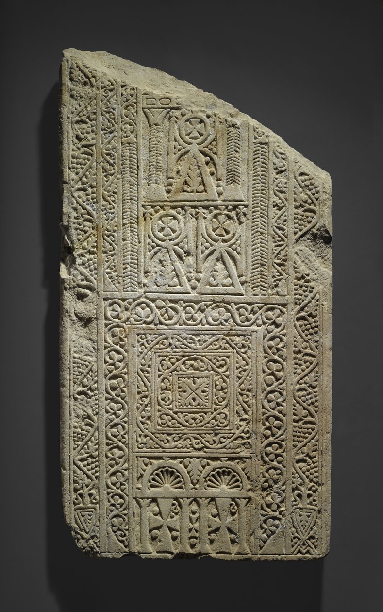 Töredékes sztéla, valószínűleg Esnában, 7-8. században (mészkő vakolatnyomokkal) alkotó: Coptic Coptic