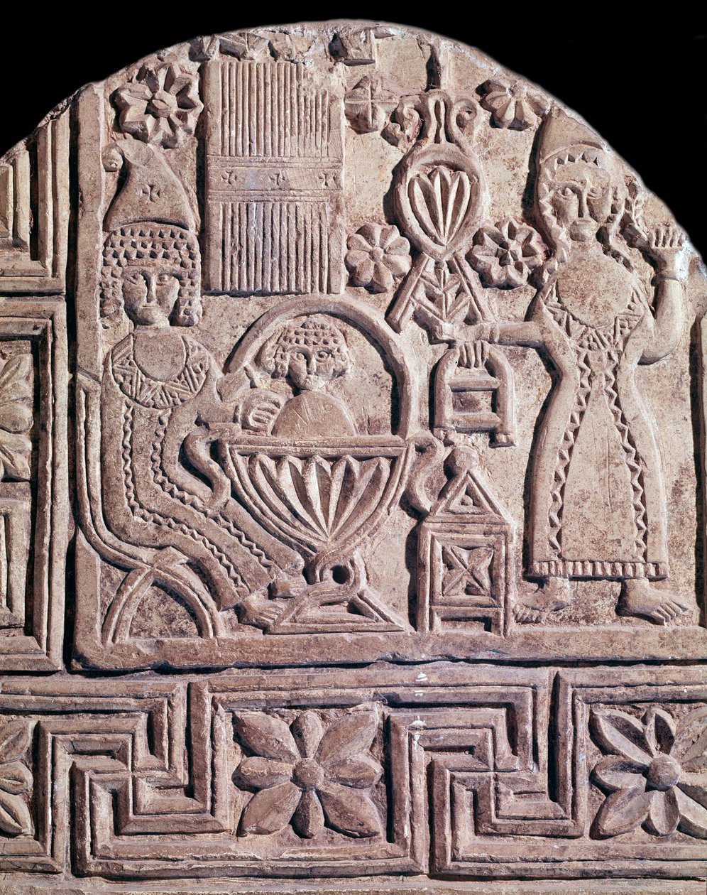 Jézust két dajka megmosta (sztélédombormű, 6. század) alkotó: Coptic Coptic