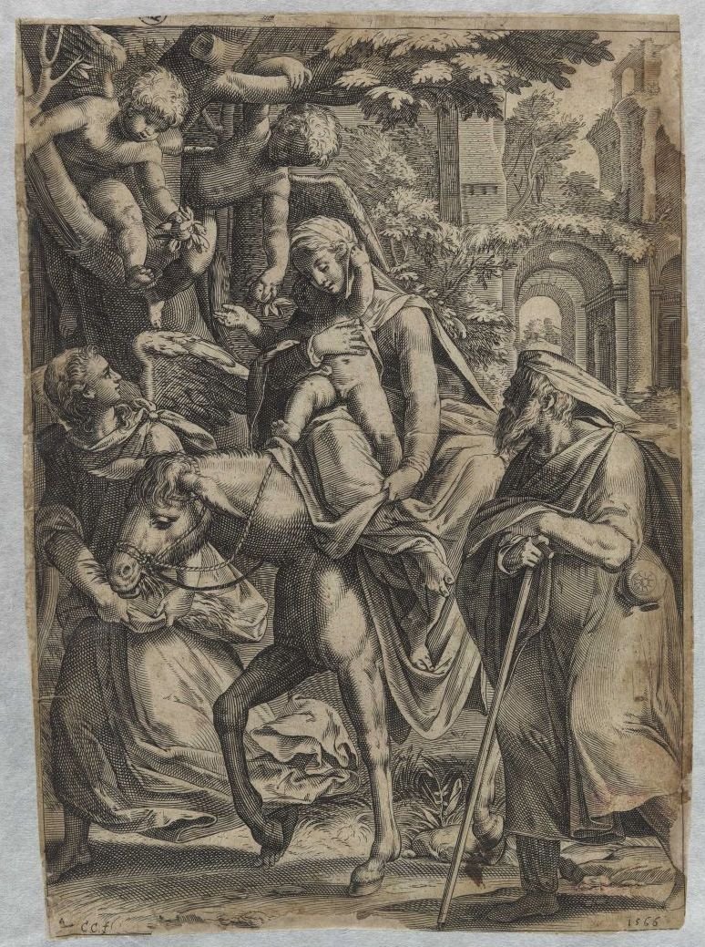 A repülés Egyiptomba alkotó: Cornelis Cort