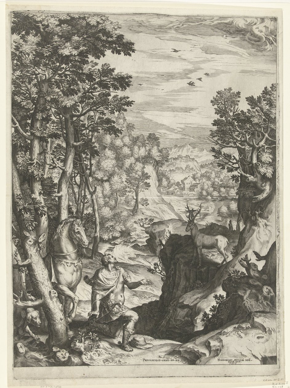 Szent Eustace víziója alkotó: Cornelis Cort