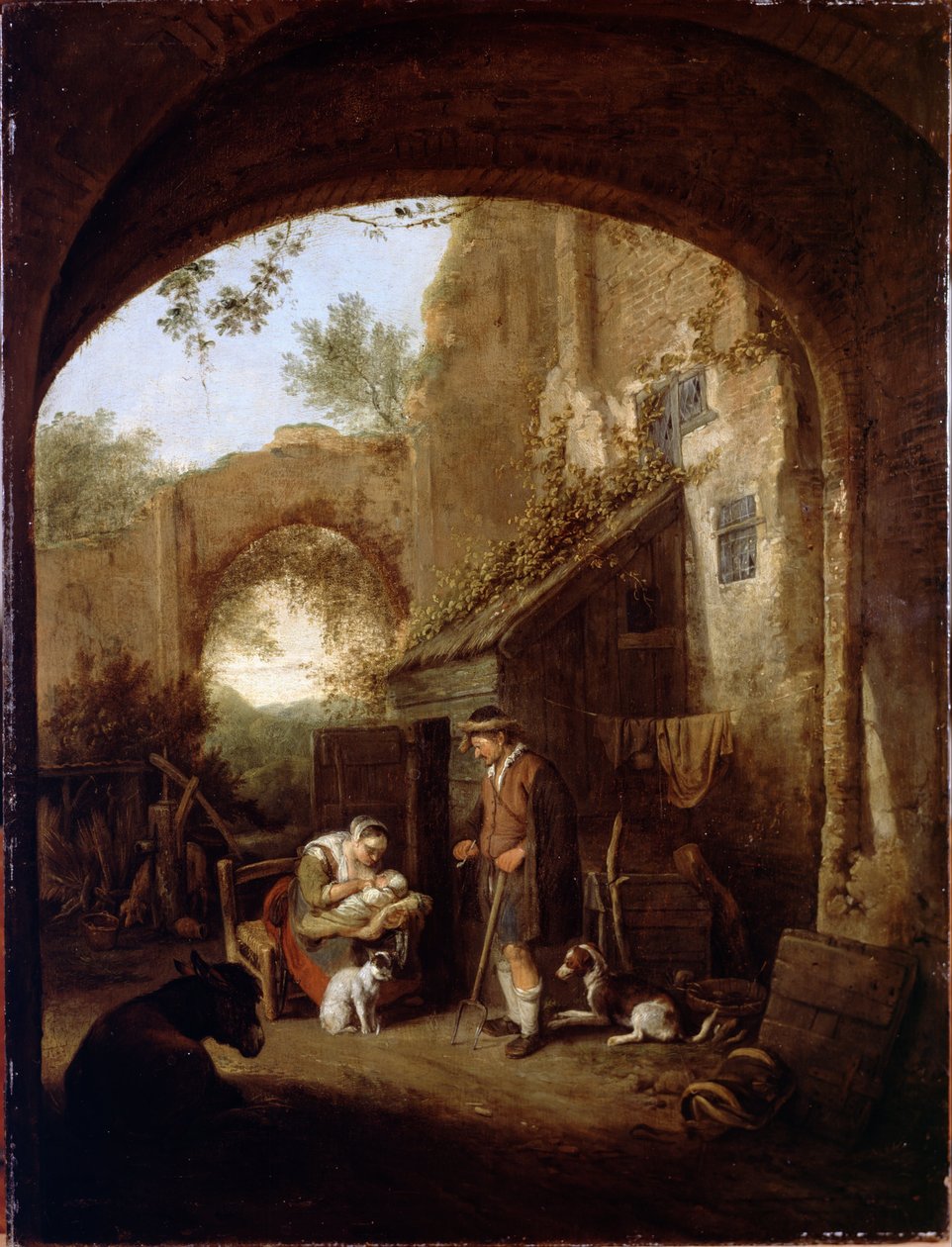 Számok egy régi épület udvarán alkotó: Cornelis Dusart