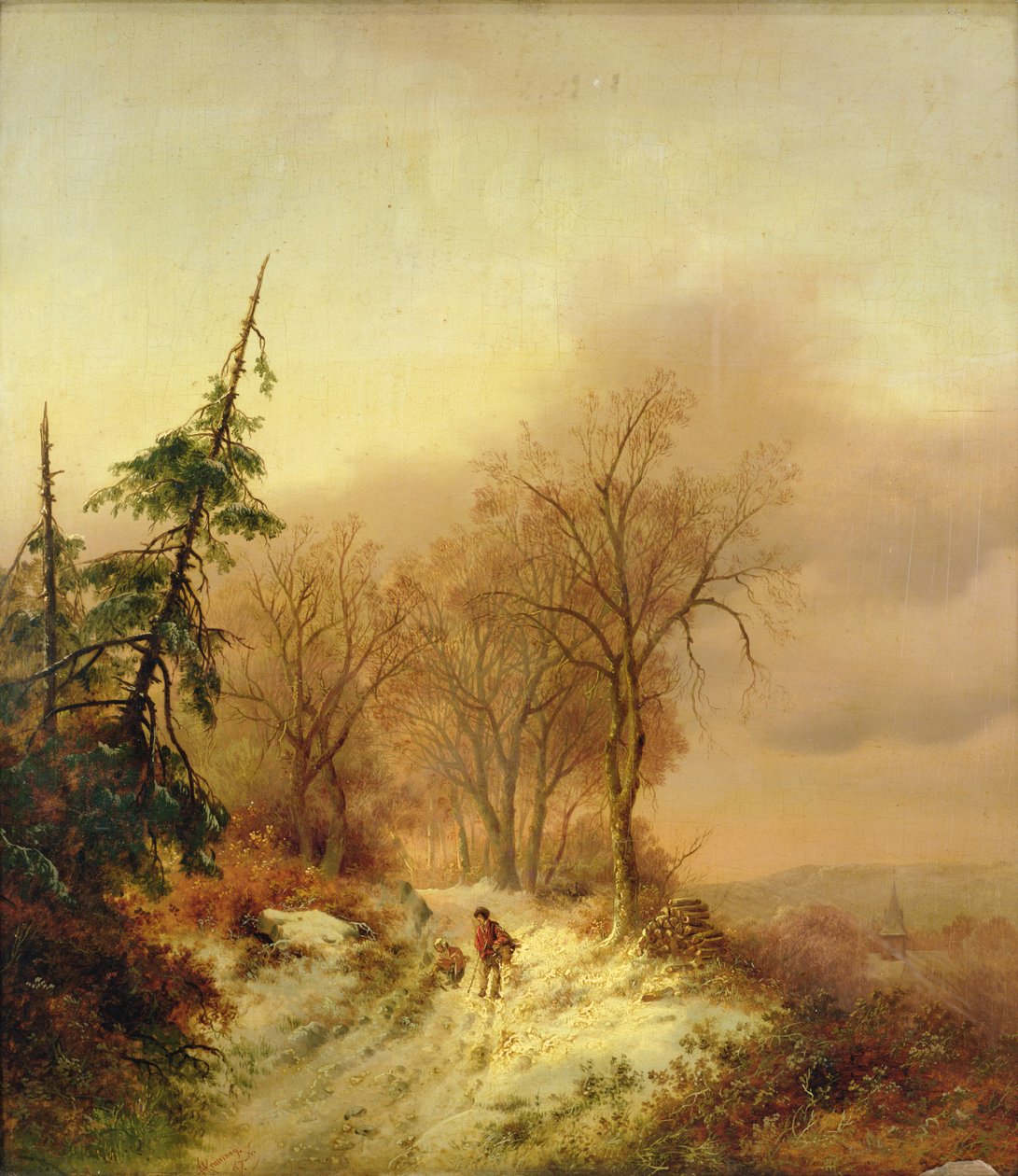 Téli jelenet figurákkal alkotó: Cornelis Kruseman