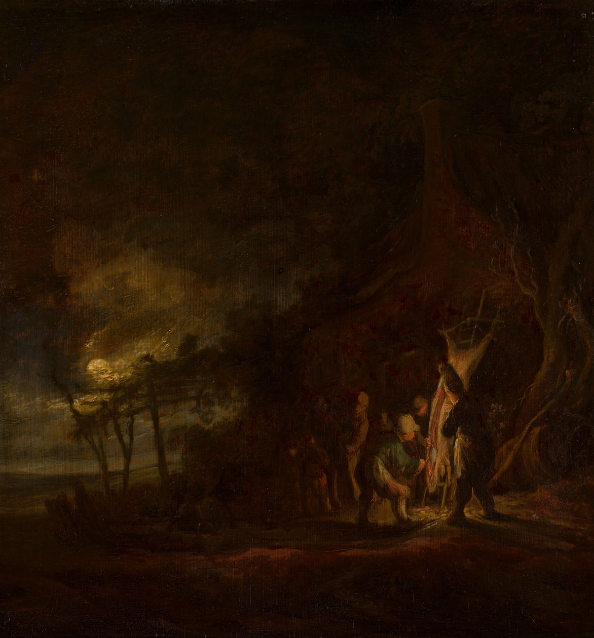 Disznóvágás holdfényes tájban alkotó: Cornelis Symonsz van der Schalcke