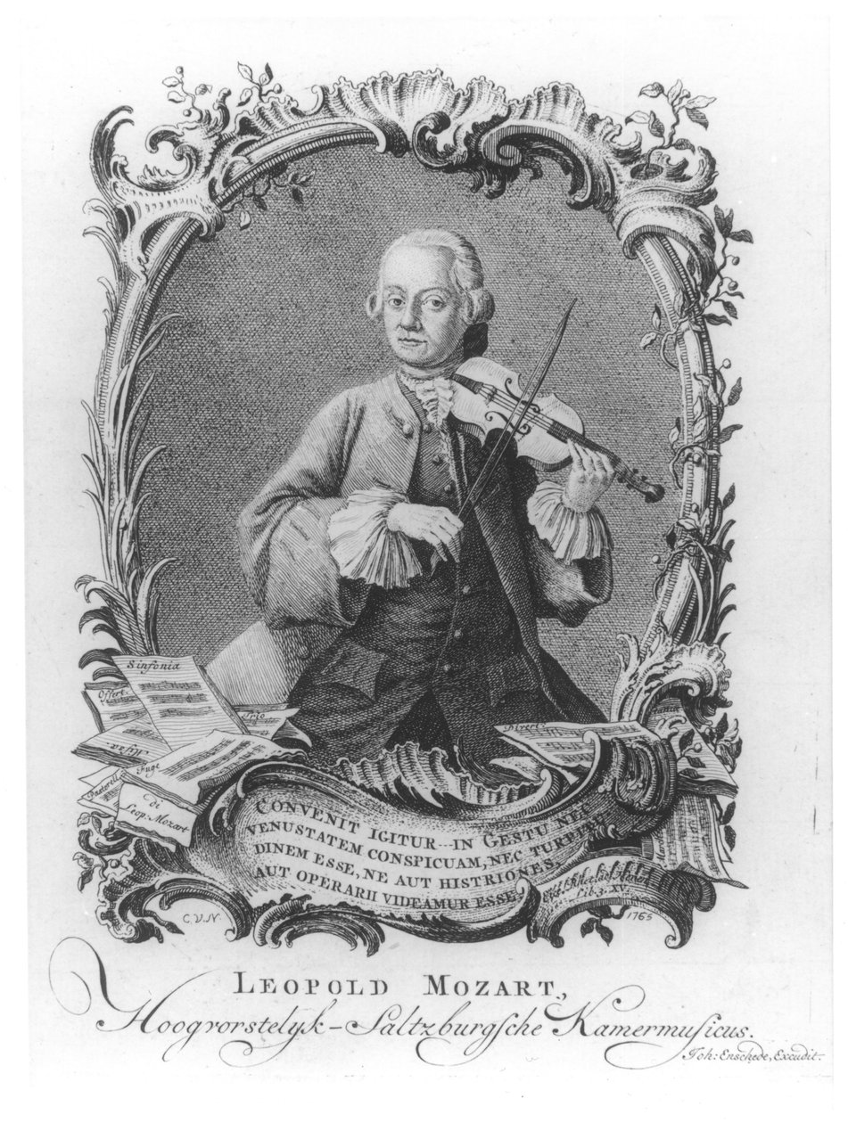 Leopold Mozart (1719-87) osztrák hegedűművész és zeneszerző portréja, Johann Enschede metszete, 1765 alkotó: Cornelis van Noorde