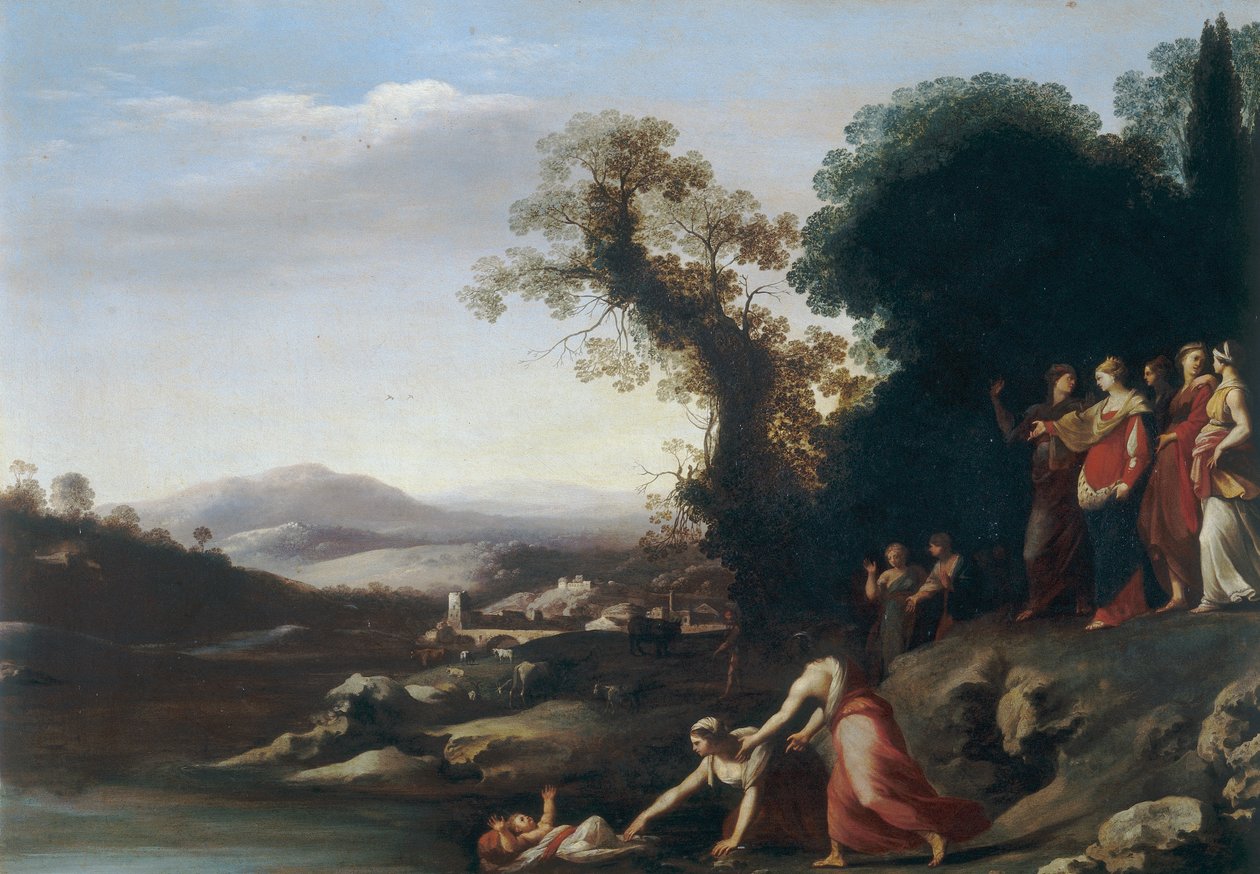 Mózes felfedezése alkotó: Cornelis van Poelenburgh or Poelenburch