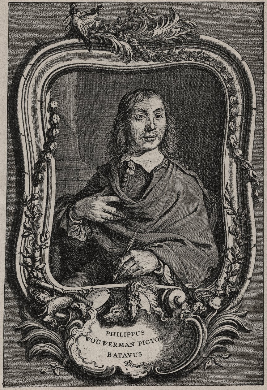 Philips Wouwerman vagy Philippus Wouwermans portréja 1619-1668 holland festő – Nicolas-Gabriel Dupuis metszet Cornelis Visscher nyomán alkotó: Cornelis (after) Visscher