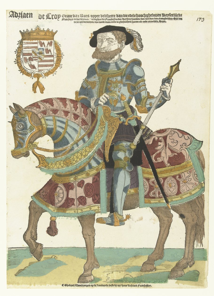 Adriaen de Croy portréja lóháton alkotó: Cornelis Anthonisz. (manner of)