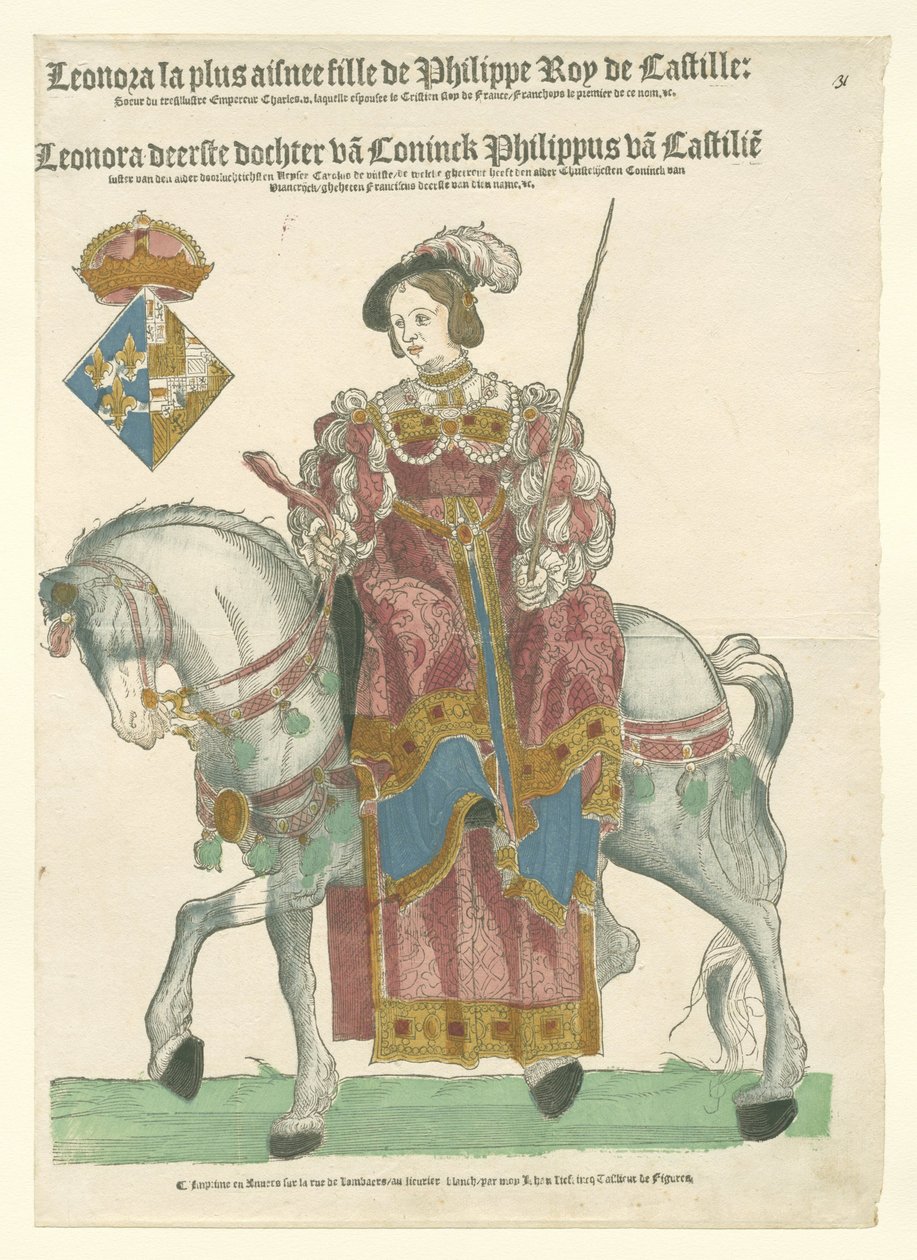 Francia Eleanor lóháton portréja alkotó: Cornelis Anthonisz. (manner of)