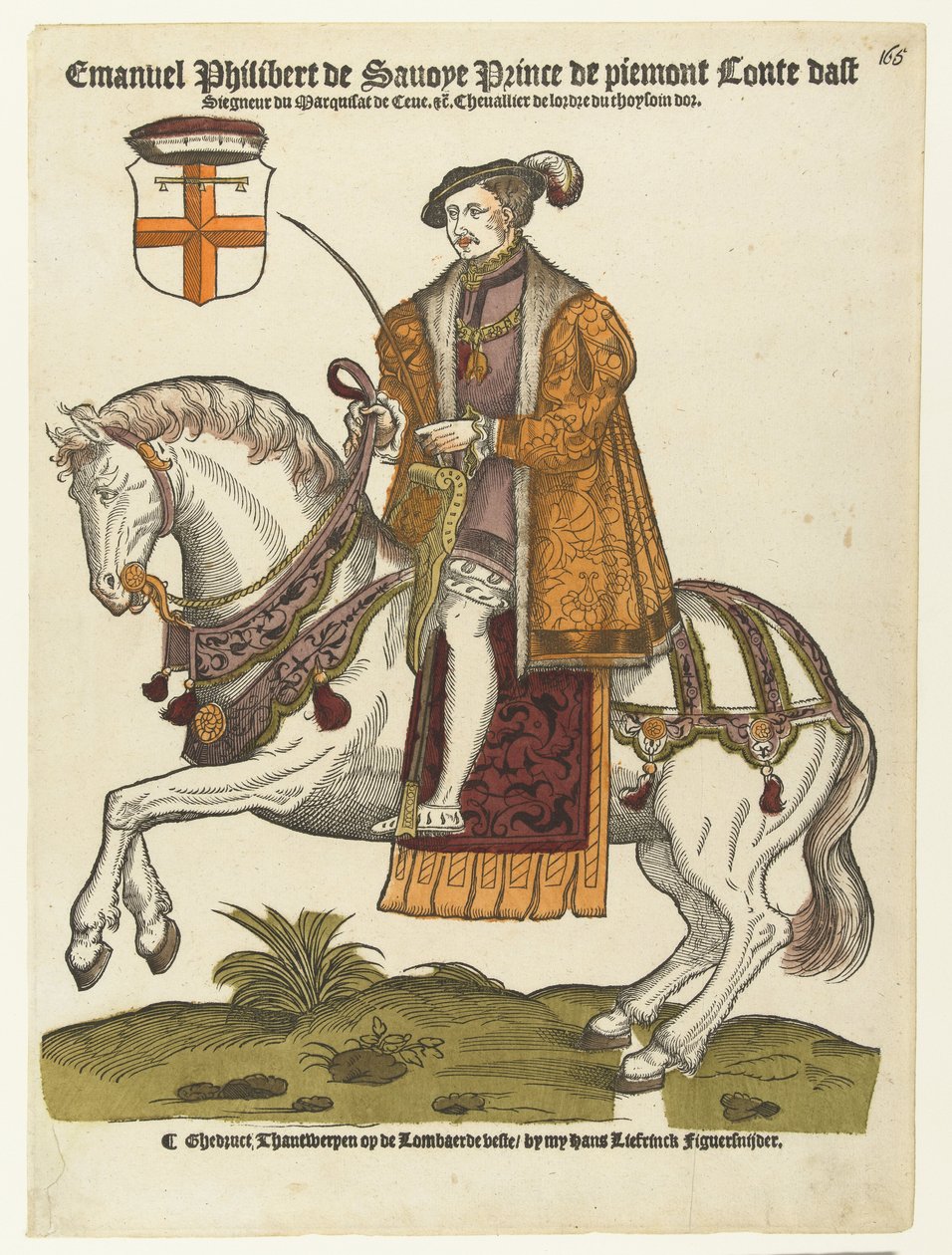 Savoyai Emanuel Philibert lovon ülő portréja alkotó: Cornelis Anthonisz. (manner of)