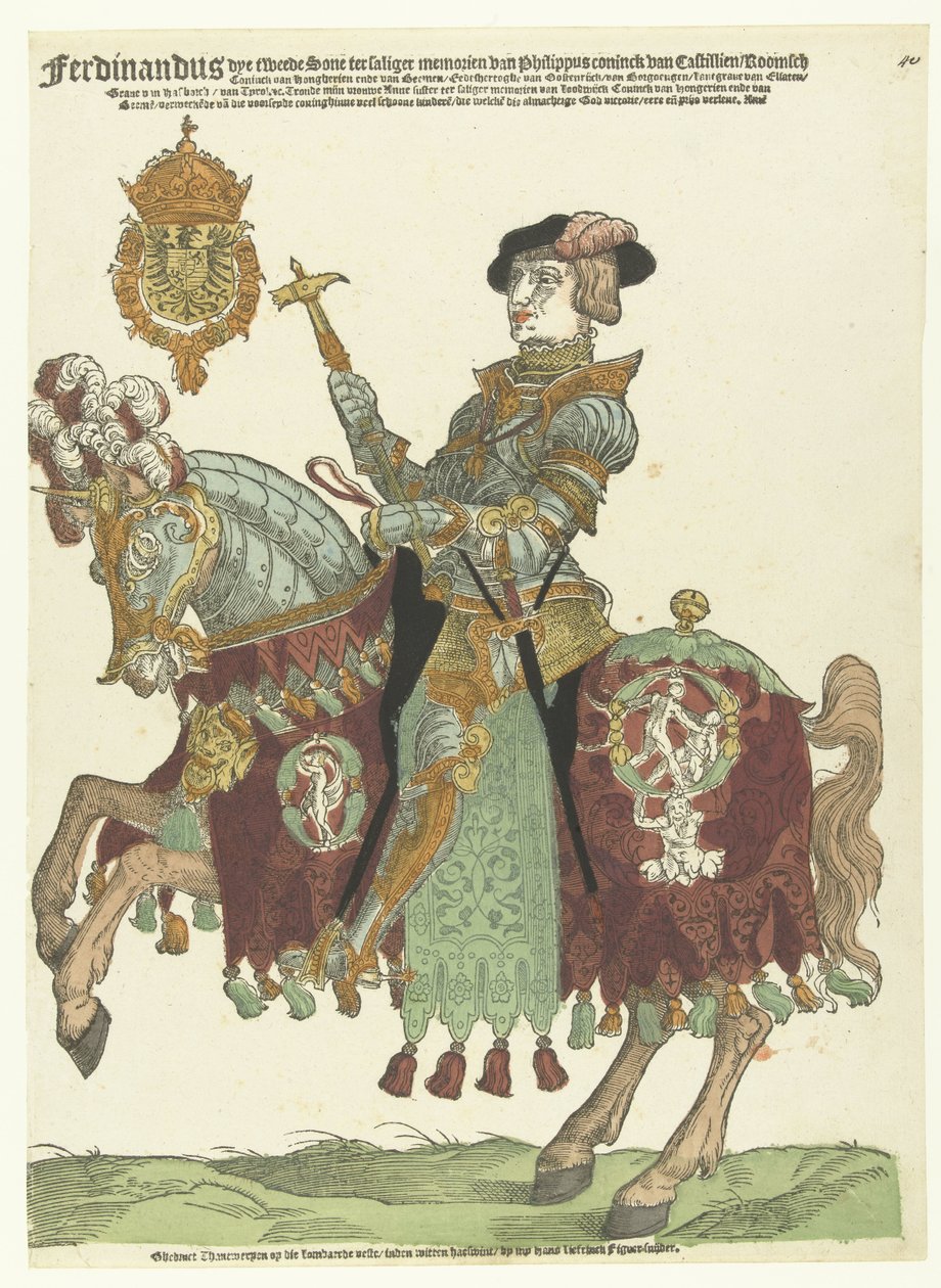 I. Ferdinánd osztrák portréja lovon alkotó: Cornelis Anthonisz. (manner of)