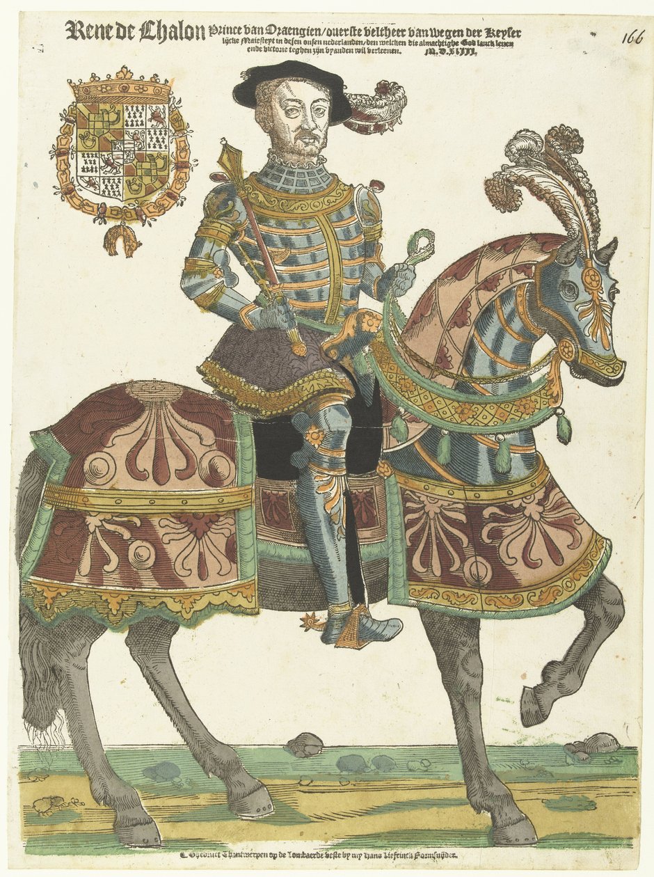 René de Châlon lóháton álló portréja alkotó: Cornelis Anthonisz. (manner of)