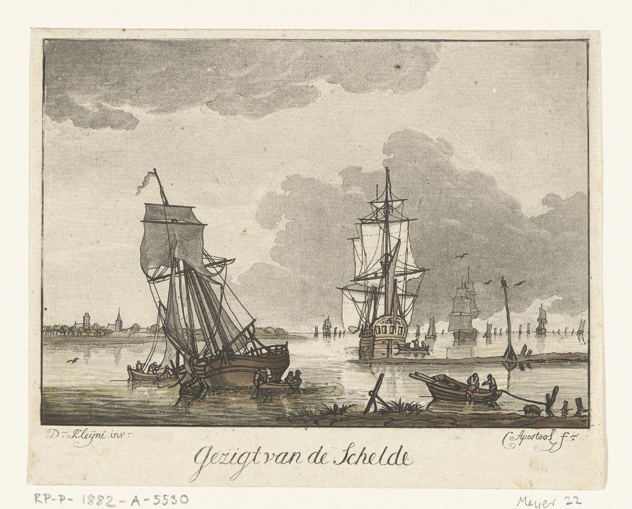 Kilátás a Scheldtre vitorlás hajókkal A Scheldt képe (cím az objektumon) alkotó: Cornelis Apostool