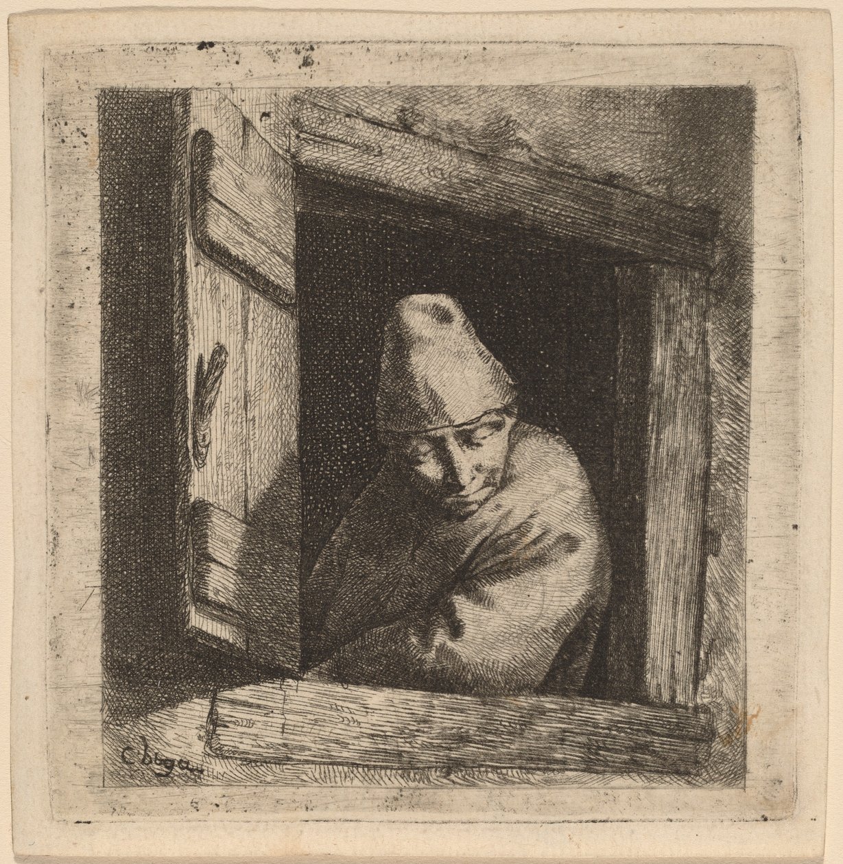 A paraszt az ablakban alkotó: Cornelis Pietersz Bega