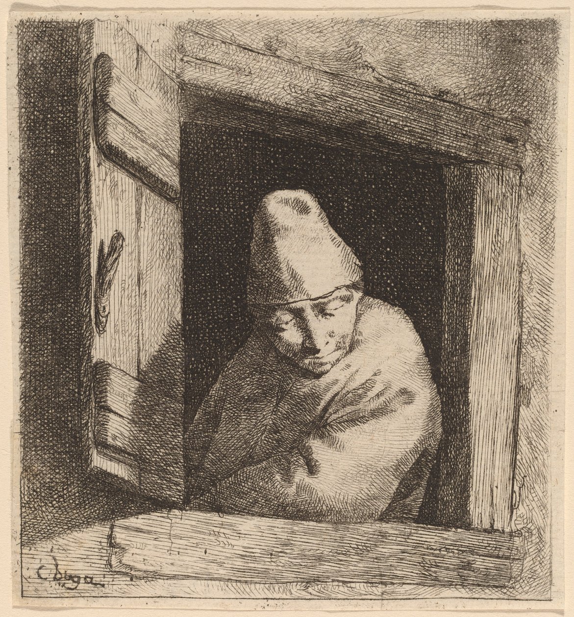 A paraszt az ablakban alkotó: Cornelis Pietersz Bega