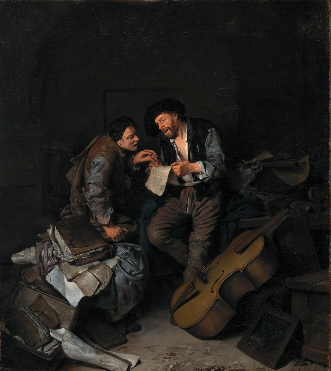 Két éneklő férfi alkotó: Cornelis Bega