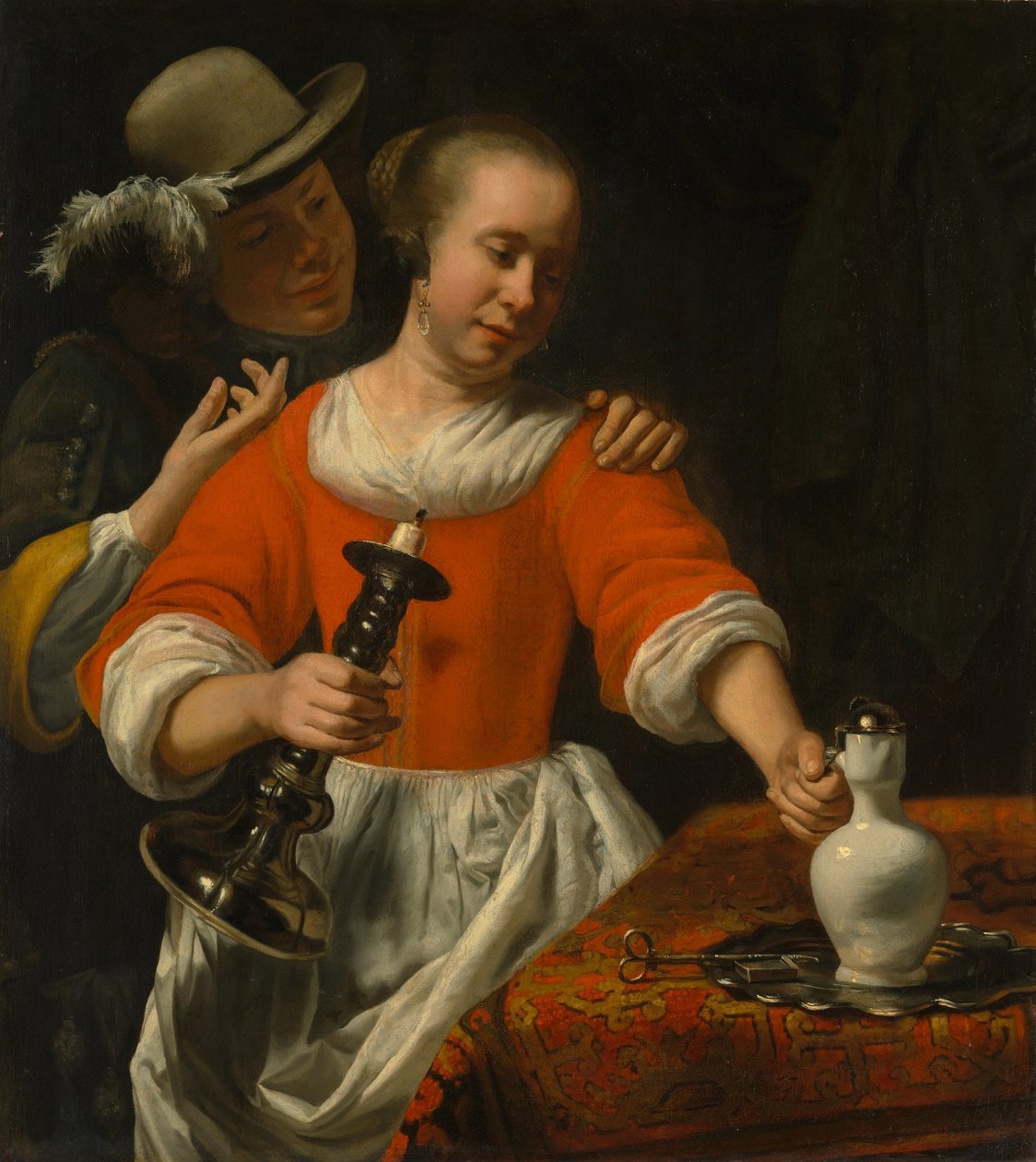 Egy fiatal nő és egy lovag, 1660-as évek eleje. alkotó: Cornelis Bisschop