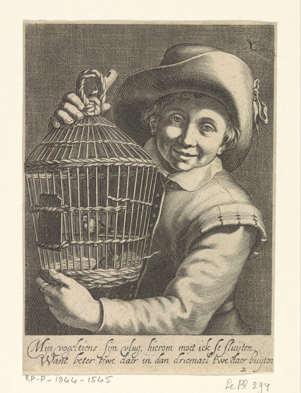 Fiú madárkalitkával alkotó: Cornelis Bloemaert (II)