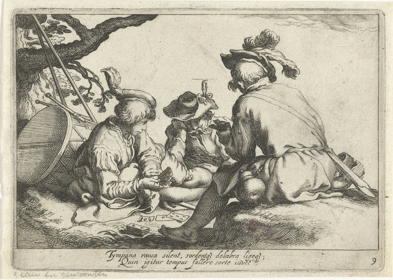 Katonák kártyáznak Pásztori jelenetek (sorozat címe) Otia delectan (sorozat címe) alkotó: Cornelis Bloemaert (II)
