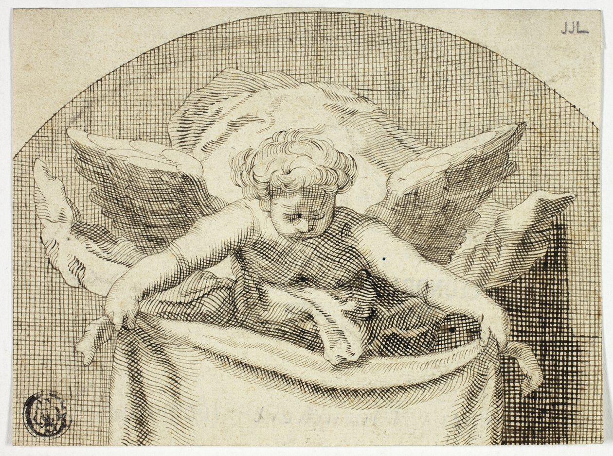 Putto Holding Sudarium alkotó: Cornelis Bloemaert