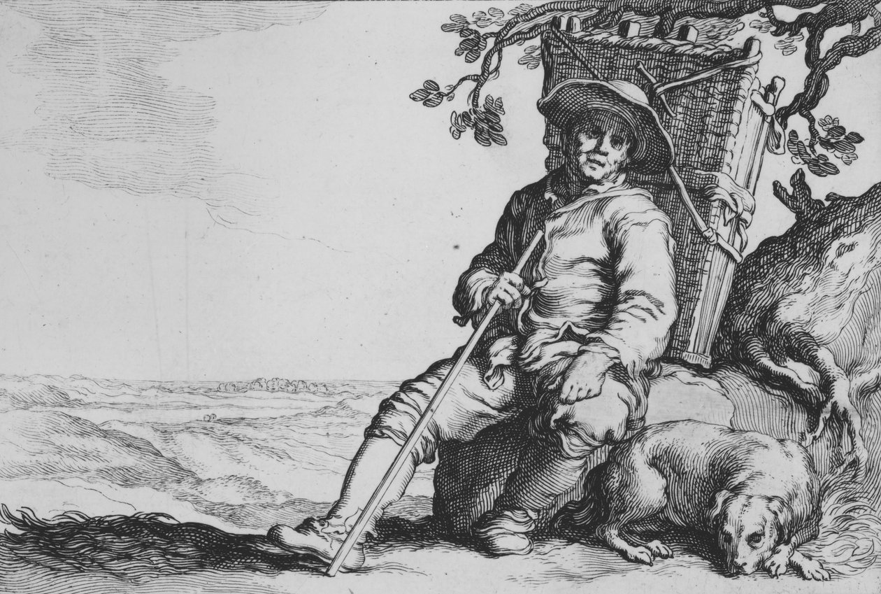 Utazó kutyával, a Tizenhat paraszti alany című sorozatból, 17. század. alkotó: Cornelis Bloemaert