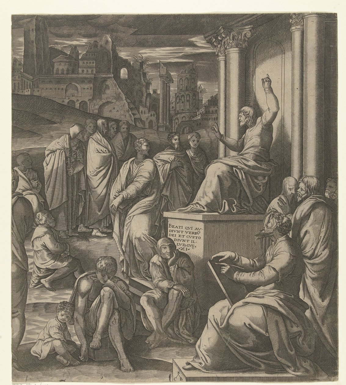 Krisztus prédikál az embereknek alkotó: Cornelis Bos (possibly)