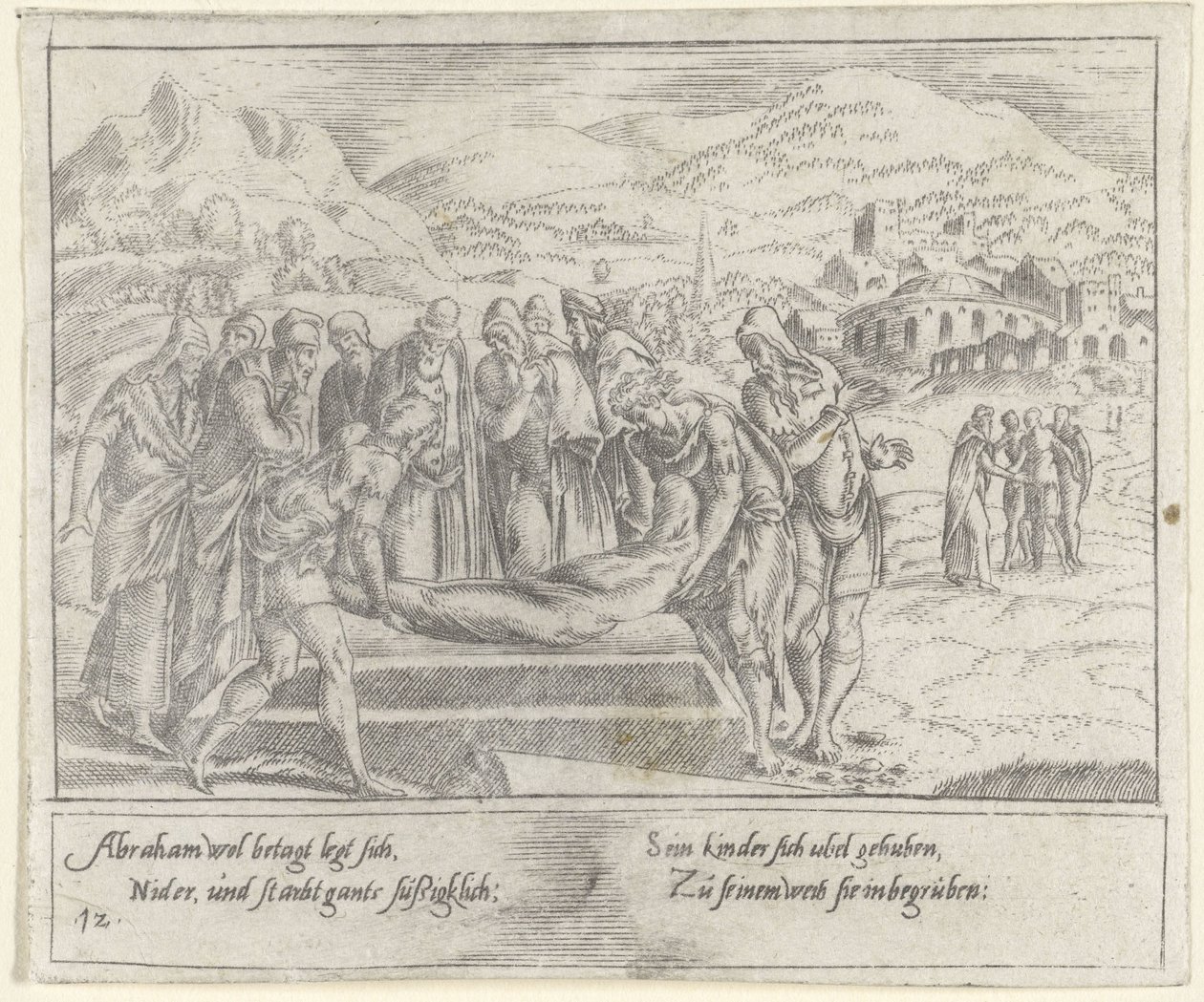 Ábrahám temetése Ábrahám élete (sorozat címe) alkotó: Cornelis Bos