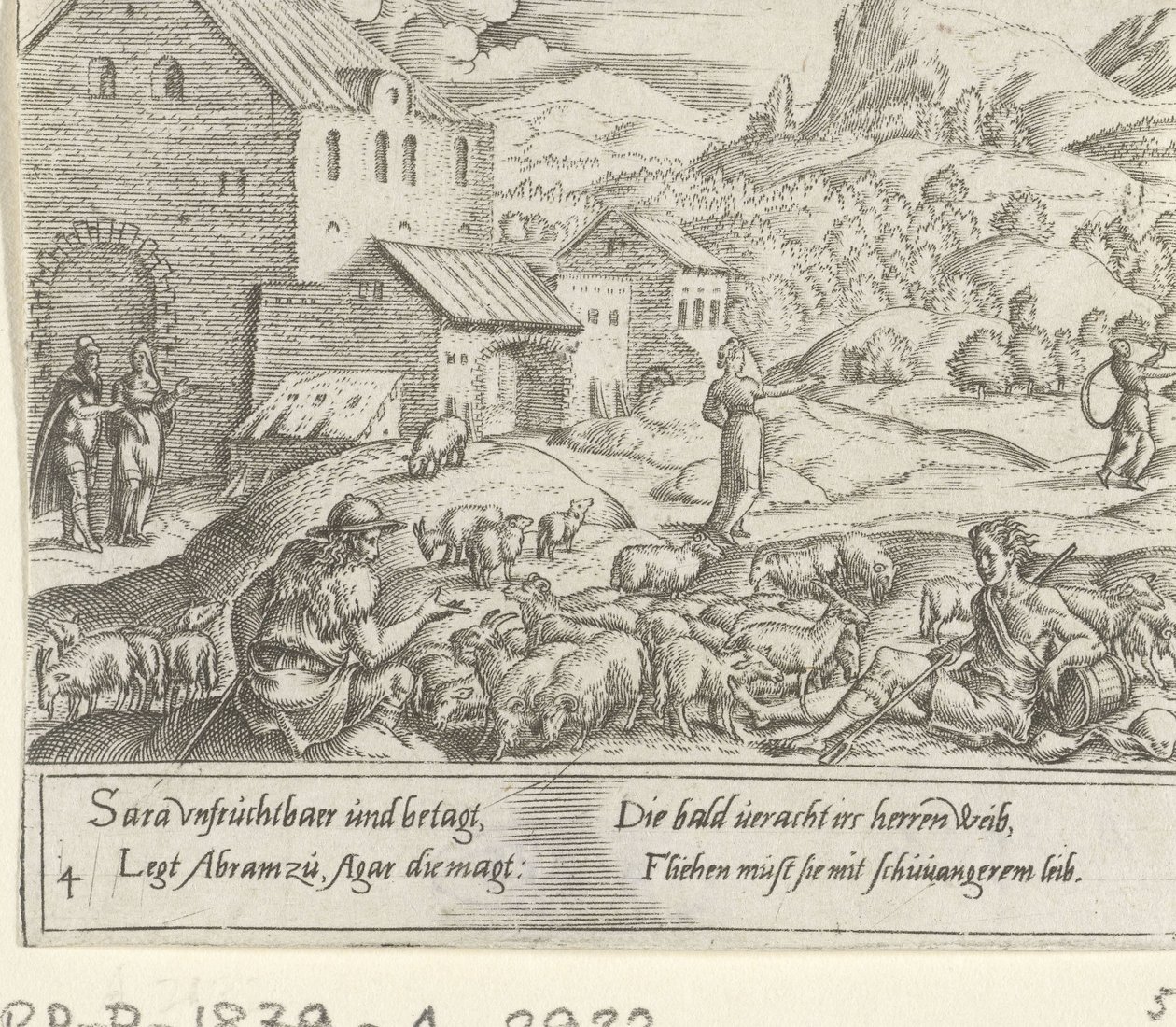 Sara megtagadja a várandós Hágart Ábrahám élete (sorozat címe) alkotó: Cornelis Bos