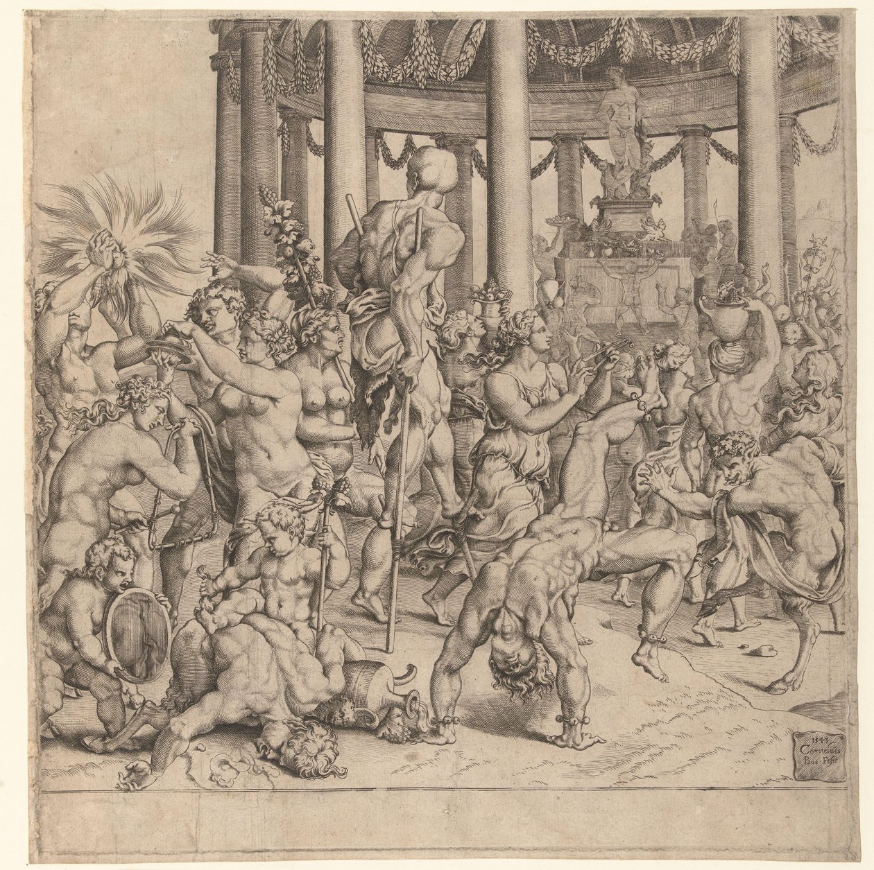 Bacchus diadala, jobb tányér alkotó: Cornelis Bos