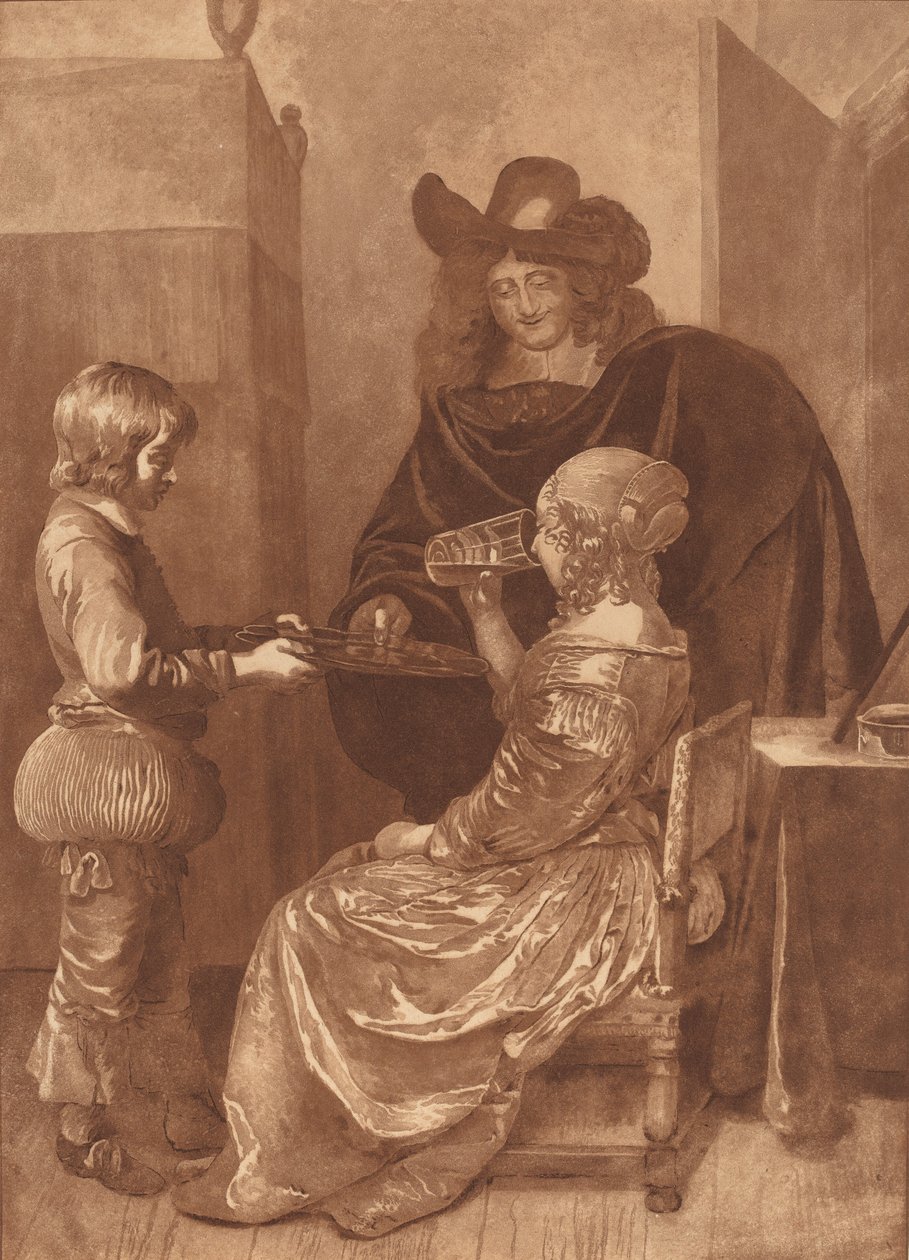 Cavalier és Lady with a Page, 1779, 1781-ben jelent meg. alkotó: Cornelis Brouwer