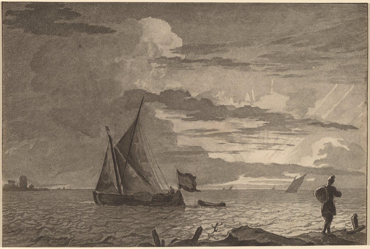 Halász csomaggal a vállán, 1779, 1781-ben jelent meg. alkotó: Cornelis Brouwer