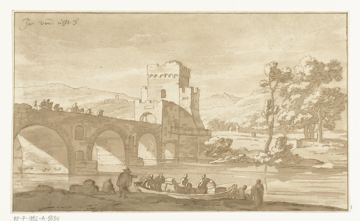 Ponte Molle Róma közelében alkotó: Cornelis Brouwer