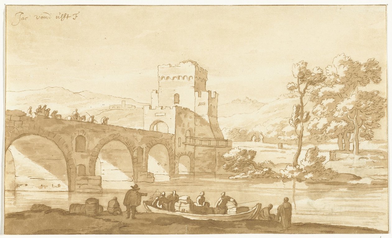 Ponte Molle Róma közelében alkotó: Cornelis Brouwer
