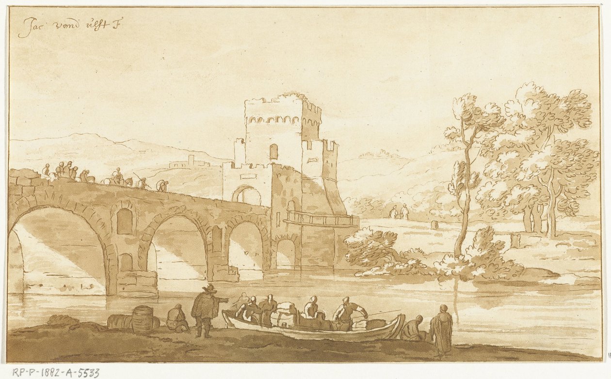 Ponte Molle Róma közelében alkotó: Cornelis Brouwer