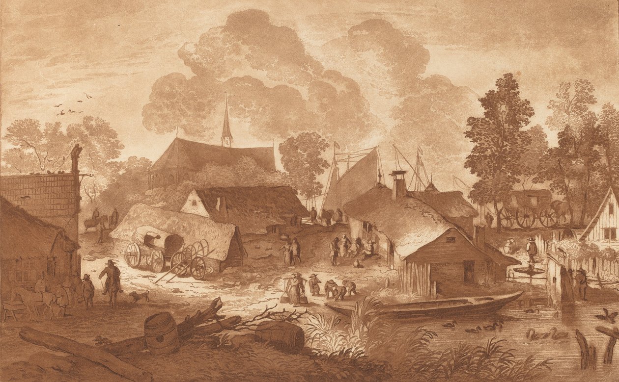Község tavacskával, c. 1782. alkotó: Cornelis Brouwer