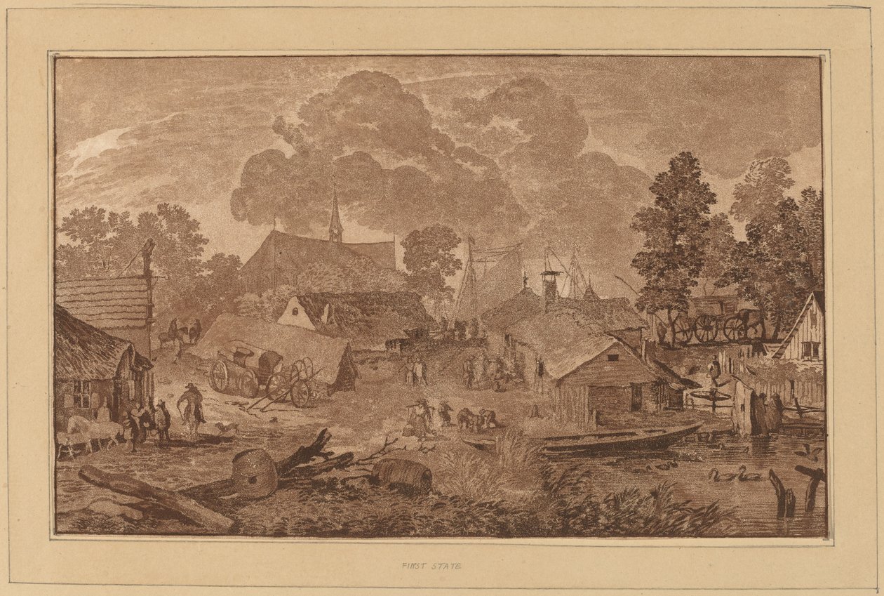 Község tavacskával, c. 1782. alkotó: Cornelis Brouwer