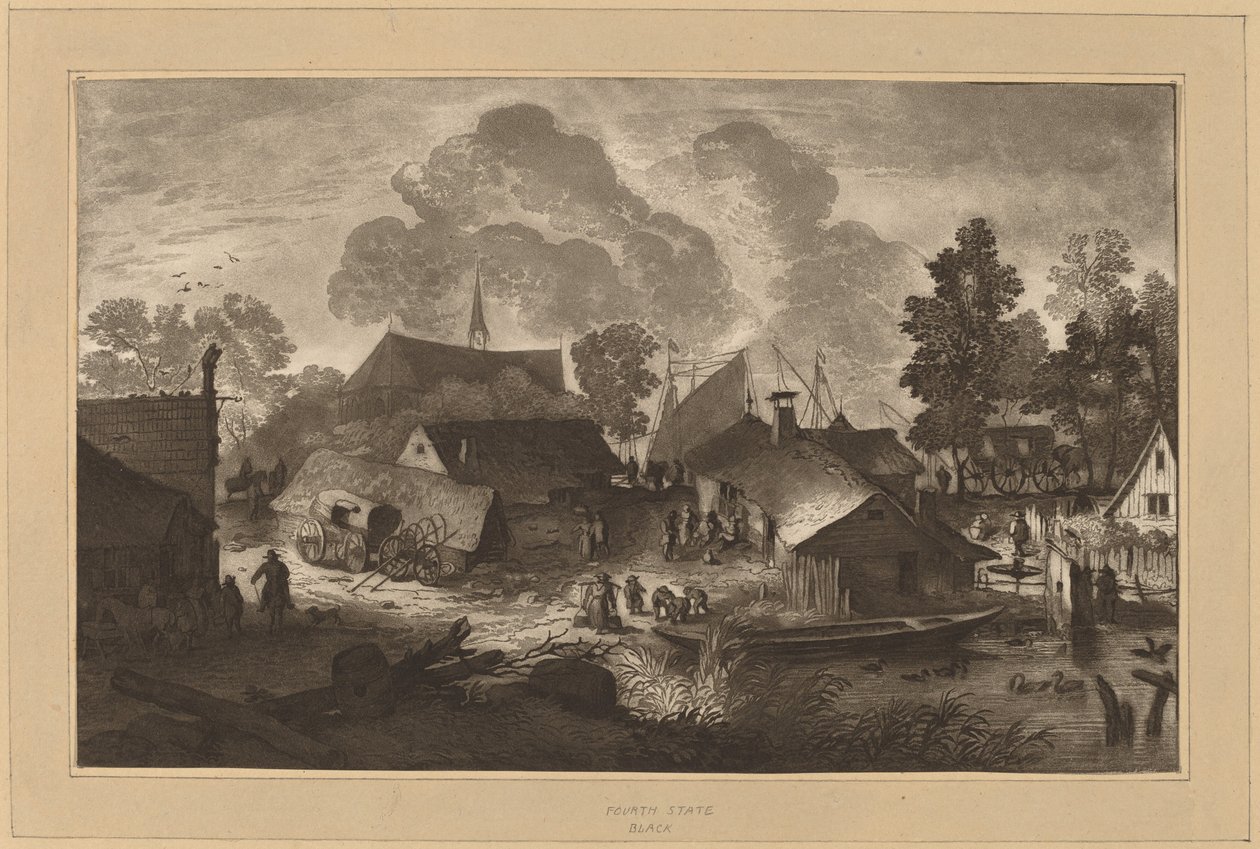 Község tavacskával, c. 1782. alkotó: Cornelis Brouwer