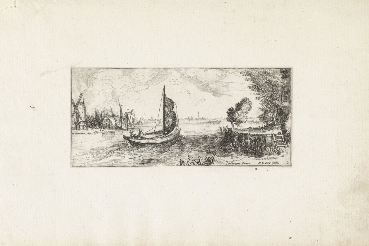 Hajó a folyón Tájképek (sorozat címe) alkotó: Cornelis Claesz van Wieringen (possibly)