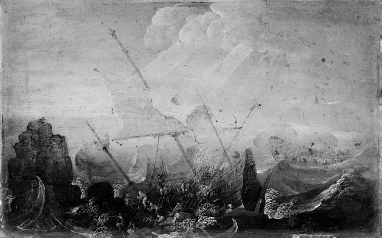 Hajótörés egy sziklával szemben alkotó: Cornelis Claesz  van Wieringen