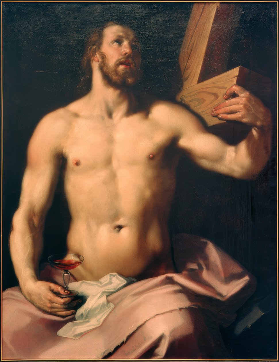 Krisztus az eucharisztikus pohárral és kereszttel alkotó: Cornelis Cornelisz