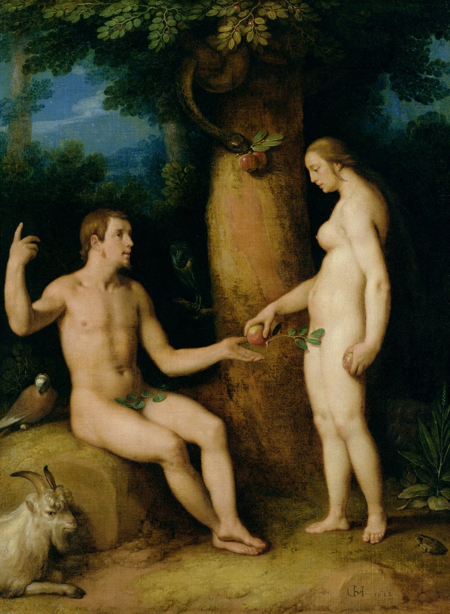 Ádám és Éva, 1622 alkotó: Cornelis Cornelisz van Haarlem
