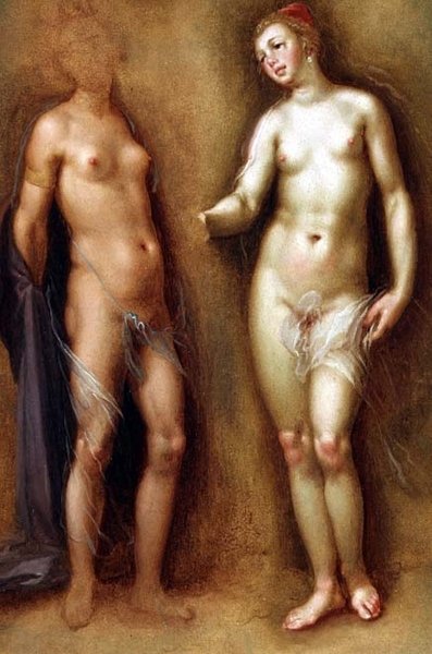 Két női akt tanulmányozása alkotó: Cornelis Cornelisz van Haarlem