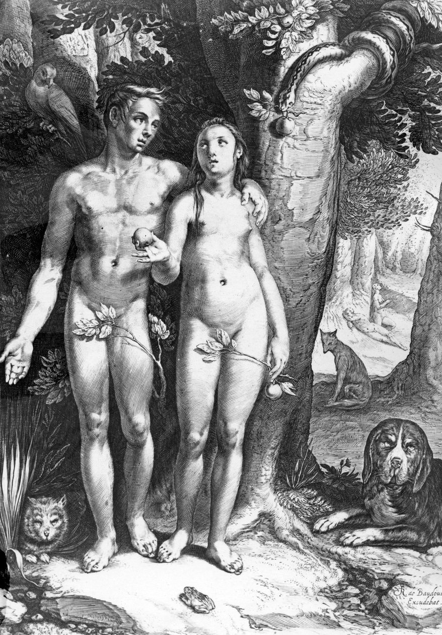 Az ember megkísértése, Jan Saenredam metszete, 1605 körül alkotó: Cornelis Cornelisz van Haarlem